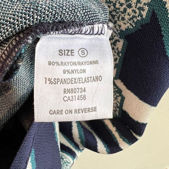 Long Sleeve Mini Dress Size S Knit Zebra Chain Black Blue Stretch Animal Print - Picture 9 of 11